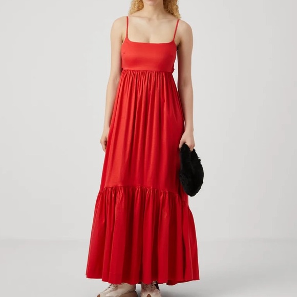 Abercrombie & Fitch Dresses & Skirts - Abercrombie & Fitch Red Spaghetti Strap Maxi Dress Bow Back